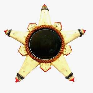 Al Pisano Nautical Carved Roped Hole Star Mirror Lighthouses Wall Art Decor
